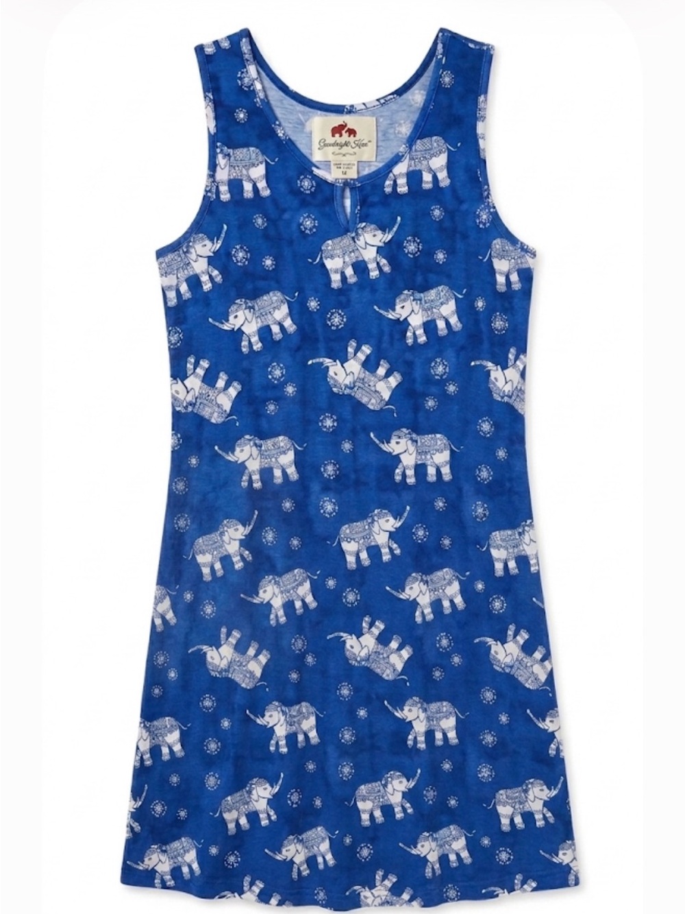 Blue Elephant Print Tank Maternity Dress